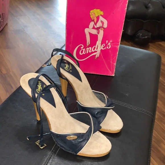 Candie s Shoes 98 Vintage Candies Trieste Navy Heels Size 7 Poshmark